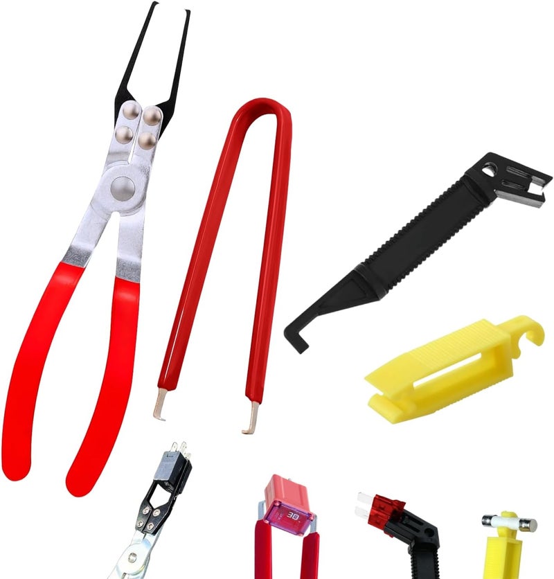 Funayama Relay Puller Pliers, Fuse Puller Pliers, Automotive Tools Relay Clamp Puller Fuse Puller, Car Vehicle Battery Terminal Wiper Remover Pliers - (4 Pack) - Image 1